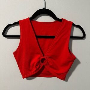 Front cut-out red crop top